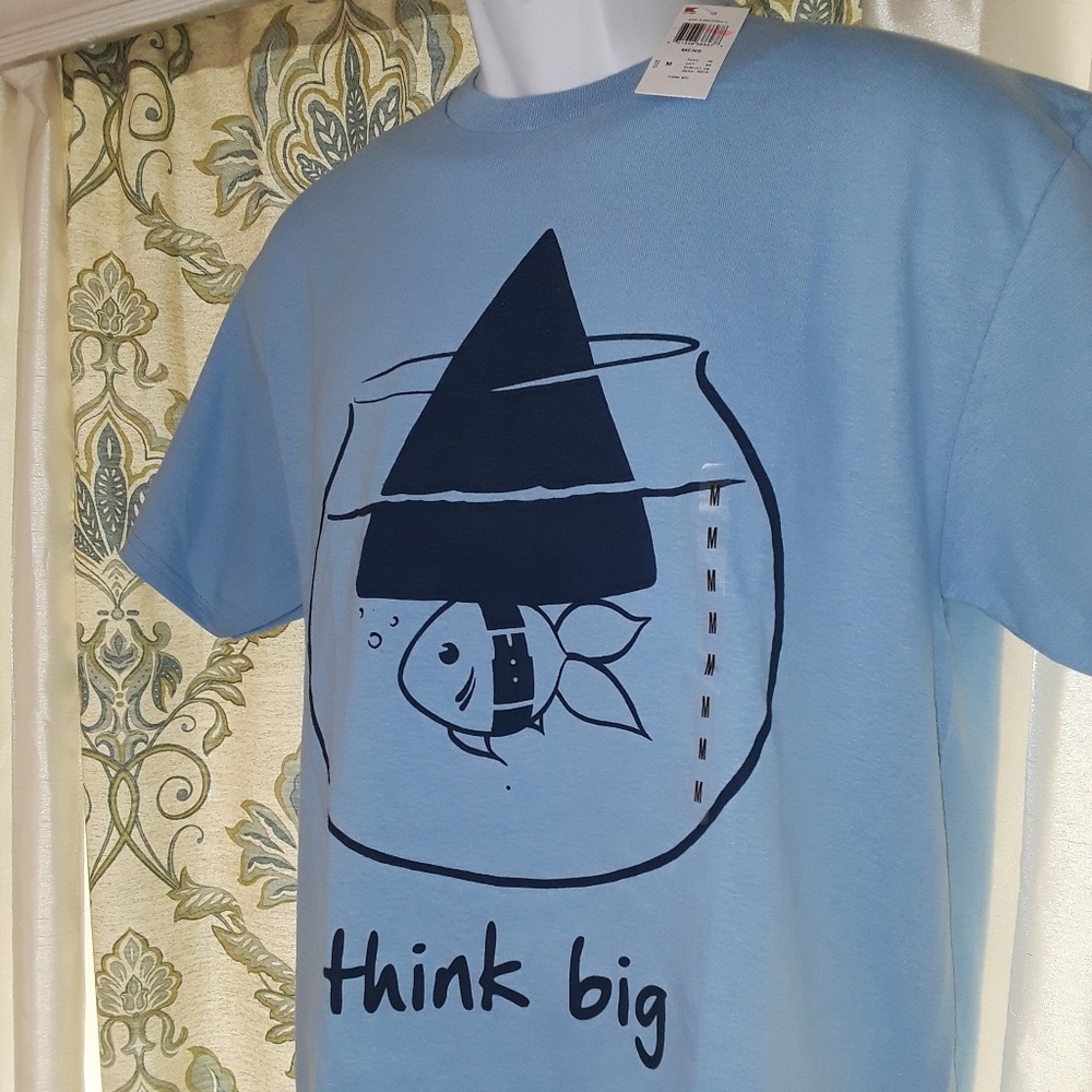 NWT "Think Big" Funny Goldfish Shark T-Shirt (M-L) - Picture 3 of 7